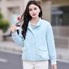 Women's Spring/Fall Loose-Fit Stand-Collar Slimming Casual Jacket: Solid-Color, Minimalist, and Stylish Workwear Jacket