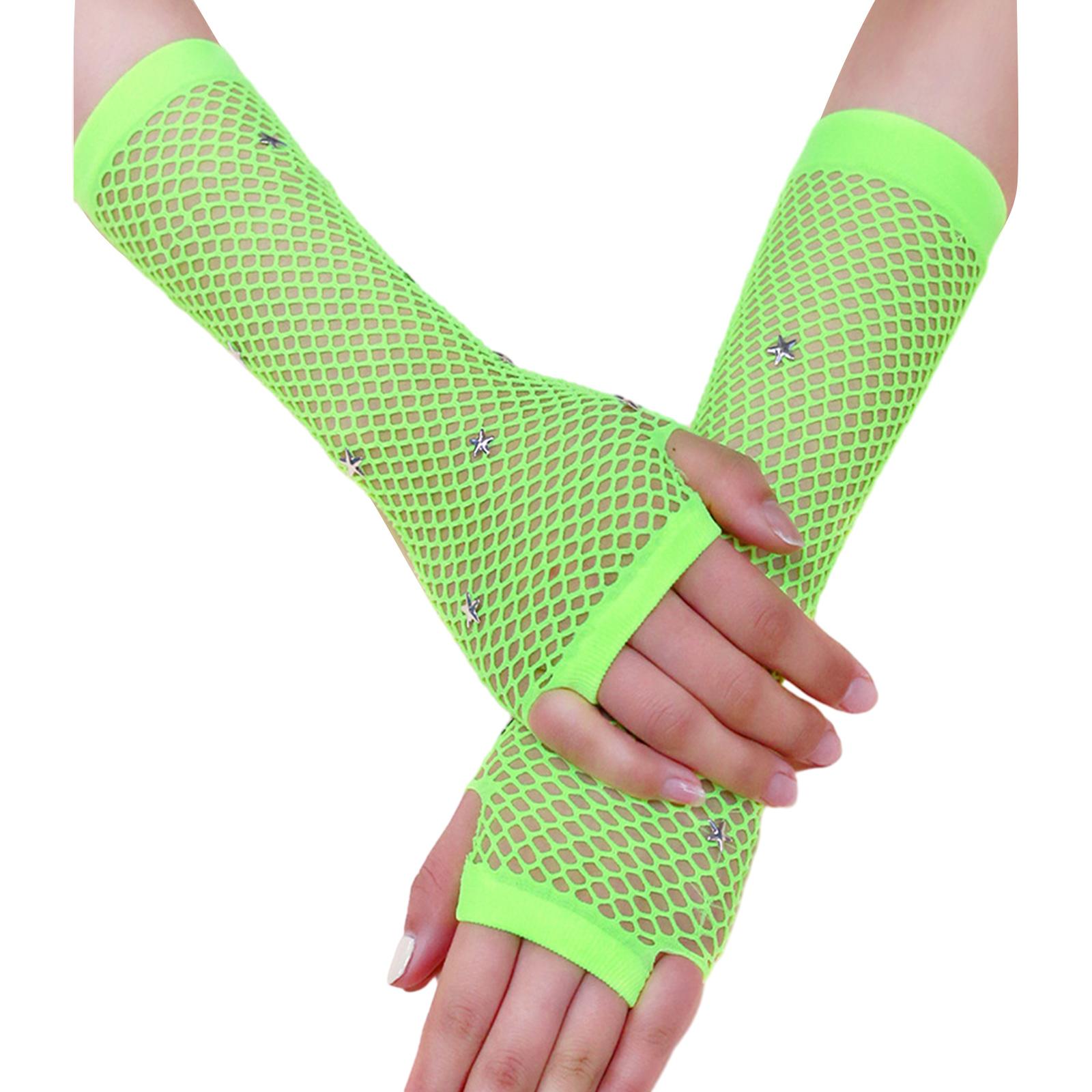 

Fishnet Gloves Sexy Nightclub Gloves Cosplay Half Finger Fishnet Gloves Party Accessory Halloween Gloves for Christmas зелёный