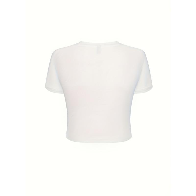 Europäische Größe 2026 Neues trendiges Damen-Kurzarm-T-Shirt mit hohem Bund und einem niedlichen kleinen Bienen-Tierprint-Design, ein stilvoller und süßer Look.