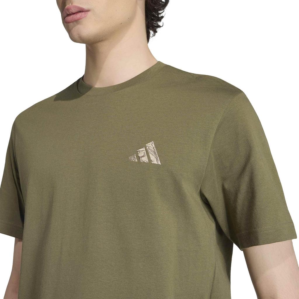 Camo EMB LG T MLW68 Olive Straight 3L [Adidas] Short-Sleeve T-Shirt Men's (KC7162)
