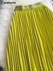 Wavy Edge Pleated Skirt High Waist Slimming Office Wear Versatile Long Dress for Women