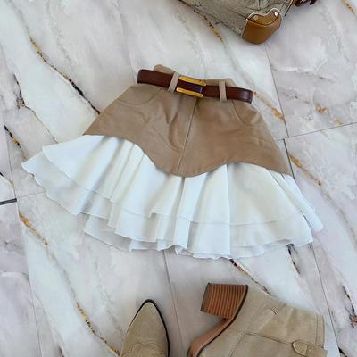 Módní dámská khaki skládaná sukně s nízkým pasem, patchworková retro minisukně, stylová sukně Y2K Street Wear