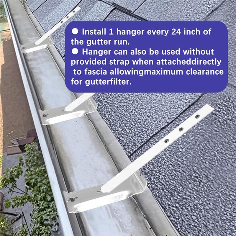 

A25F-Gutter Hangers 30 Sets 5 , 5 Gutter Clips With Straps For Eavesless Fixed Installation- Aluminum& Steel Compatible серебряный