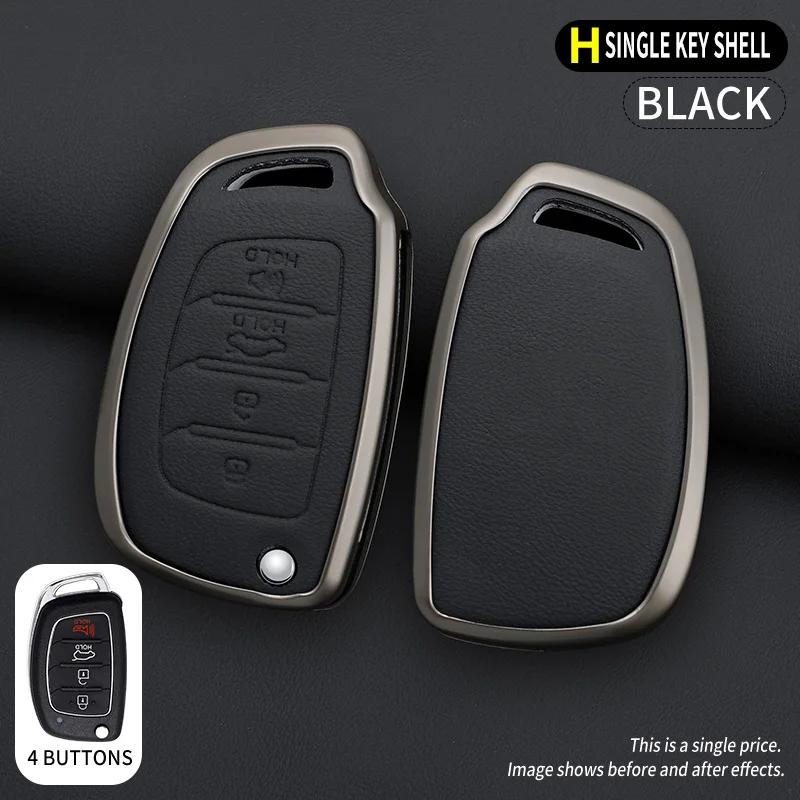 

Zinc Alloy Leather Car Flip Key Case Cover For Hyundai Solaris Creta Ix25 Kona Tucson Sonata Fe I40 Elantra Ix35 I20 Ix45 Hb20
