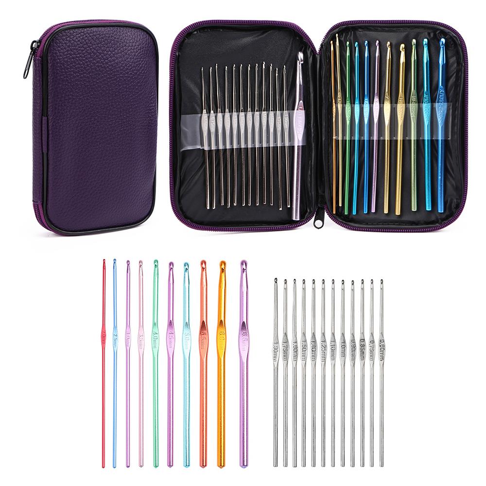 22pcs/Set Crochet Hooks Needles Stitches Knitting Craft Crochet Weaving Tools With Storage Bag Multicolor Mixed Sewing Tools