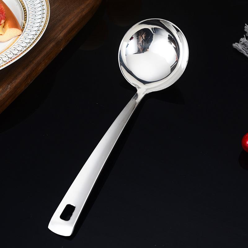 Silver Stainless Steel Soup Spoon Flat Colander Serving Spoon Cake Spatula Leaking Shovel Public Cutlery Set Cooking Utensil