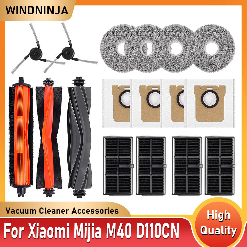 Fit For Xiaomi Mijia M40 D110CN Robot Vacuum Spare Parts Main Side Hair Cut Brush Hepa Filter Mop Cloth Dust Bag Accessories