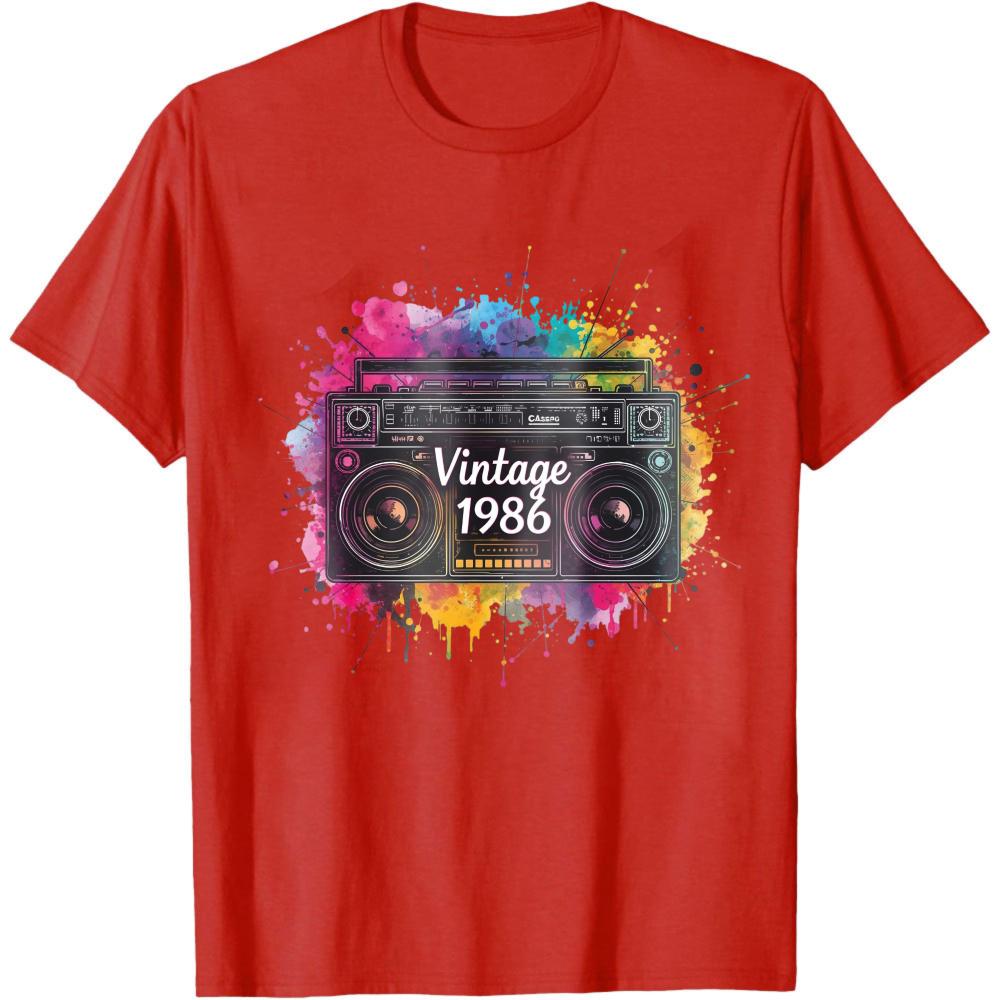 

Vintage 1986 Boombox Music Splash Summer Men TShirt Retro Style Casual Wear For Music Lovers Party Outfit Gift For Him S
