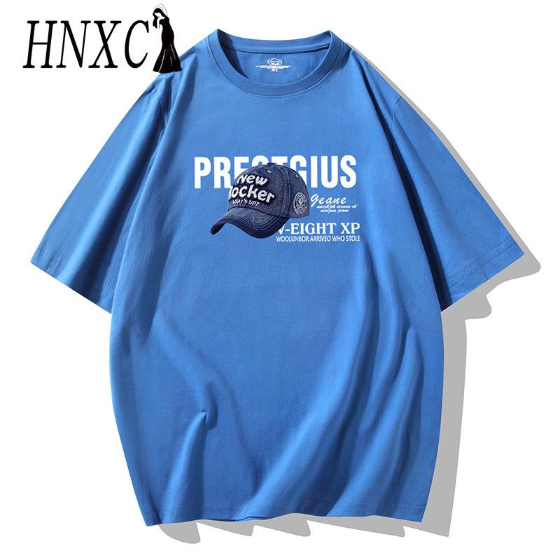 HNXC Cotton Short Sleeve T-shirt Men's Fashion Loose Half Sleeve Shirt Printed Compassionate Shirt