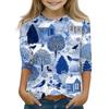 Children's 3/4 Sleeve Round Neck Top Christmas Tree Printed Everyday Casual Top