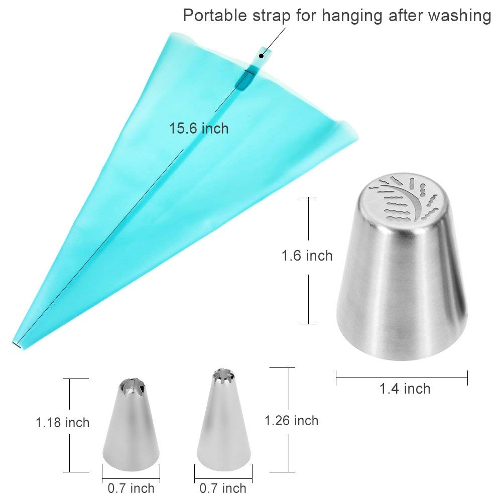 14/26/33pcs Silicone Kitchen Accessories Icing Piping Cream Pastry Bag With Stainless Steel Nozzle Diy Cake Decorating Tips Set