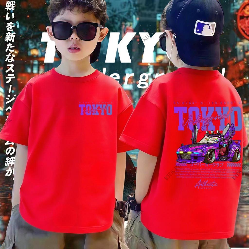 Boys' Short Sleeved T-shirt, Racing Printed Children's T-shirt, Fashionable Casual Top