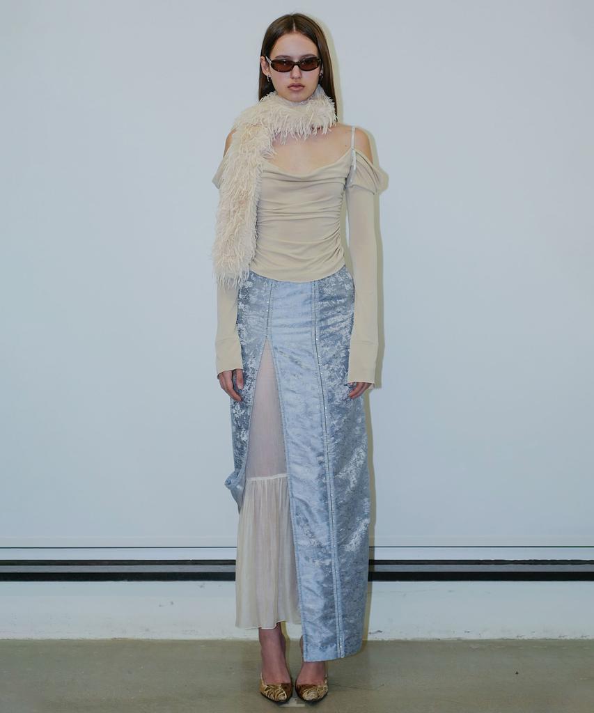 Sculpter Jacquard Layered Skirt Blue