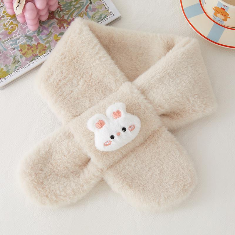 Autumn/Winter Heart Rabbit Children's Scarf - Cute Korean Style Warm Plush Baby Neck Warmer for Girls Cold Protection