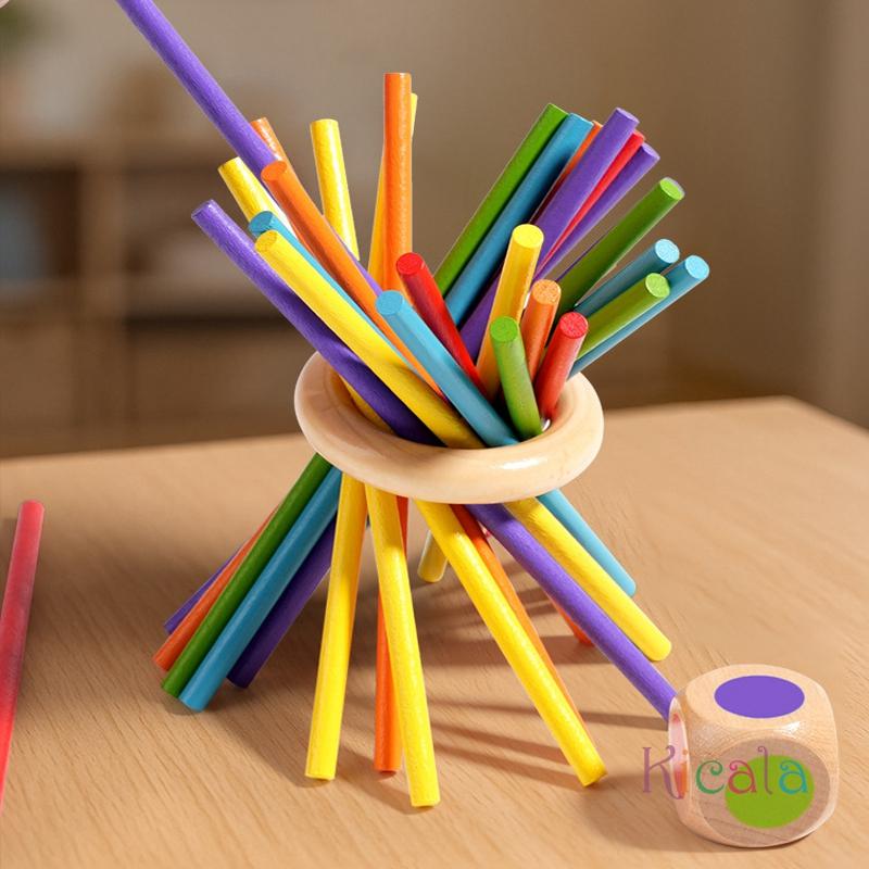 Montessori Game Wooden Board Game Wooden Stick Tower Toy Dice Development Stick Counting Math Educational Board Game for Kids