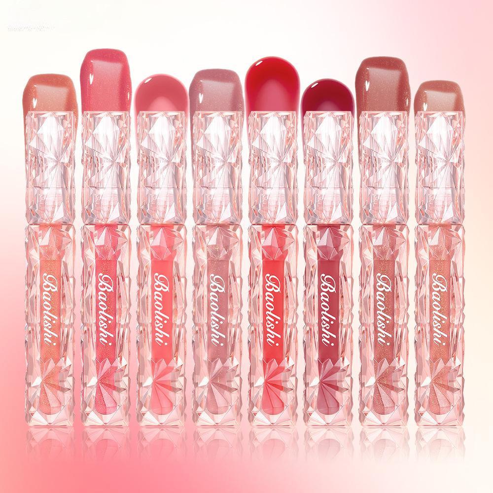 Glitzernder Lipgloss, Spiegel, Wasserglanz, Lipglasur, Antihaft-Becher, wasserdicht, perlmuttartiger, feuchtigkeitsspendender Lippenbalsam