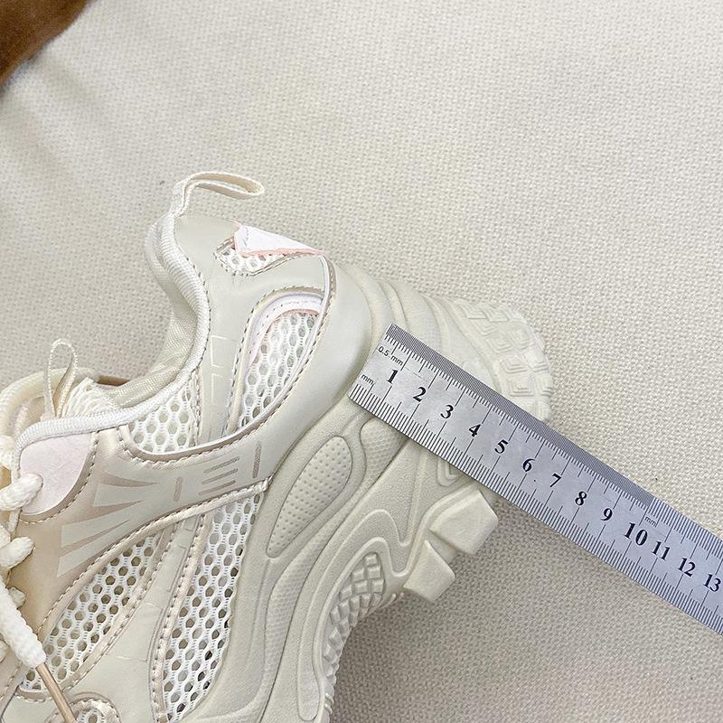 Thick-soled Silver Dad Shoes Women's Summer New Fried Street Versatile Breathable Mesh Heightening Lightweight Sports Shoes Tide