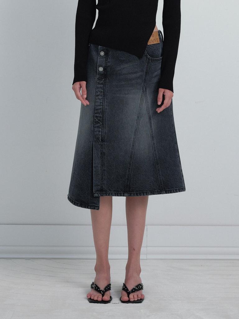 Leibeu Unbalance Midi Denim Skirt Vj6Ss369_2Color