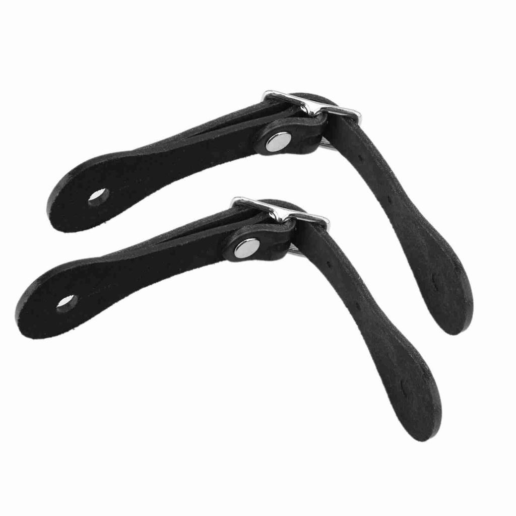 1 Pair Horse Riding Accessories Handmade Genuine Leather Equestrian Spur Strap (Black)