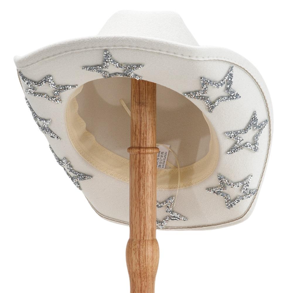 Sunscreen Western Cowboy Hat Shiny Cowgirl Hat Cool Rhinestone Star Jazz Top Hat  Street Party
