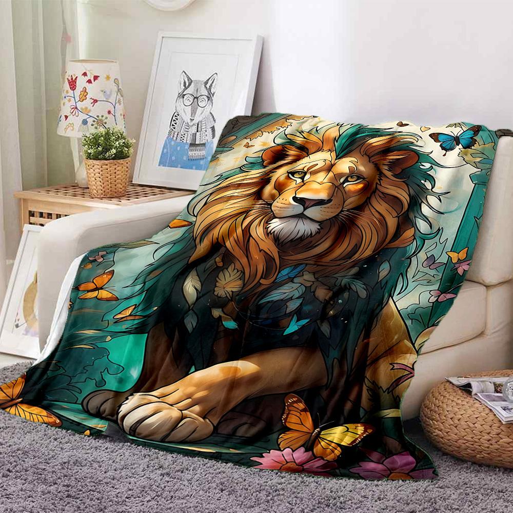 1PC Lion, Butterfly Blanket, Throw For Sofa, Bed, Travel, Camping, Livingroom, And Bed, Printing Blanket With Soft And Warm Fabric yy250918128
