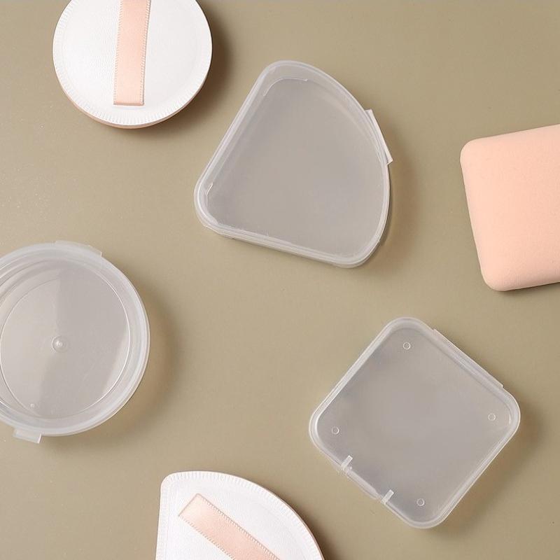 Transparent Circular/Square/Triangle, Empty Storage Box, Portable Makeup Puff Cosmetic Storage Box, Suitable for Travel Storage