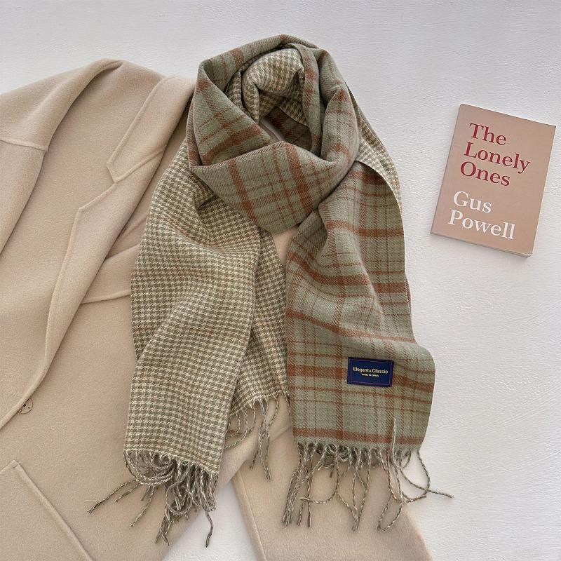 Autumn and winter new versatile scarf women's thickened woven thick beard fringed warm scarf imitation cashmere shawl