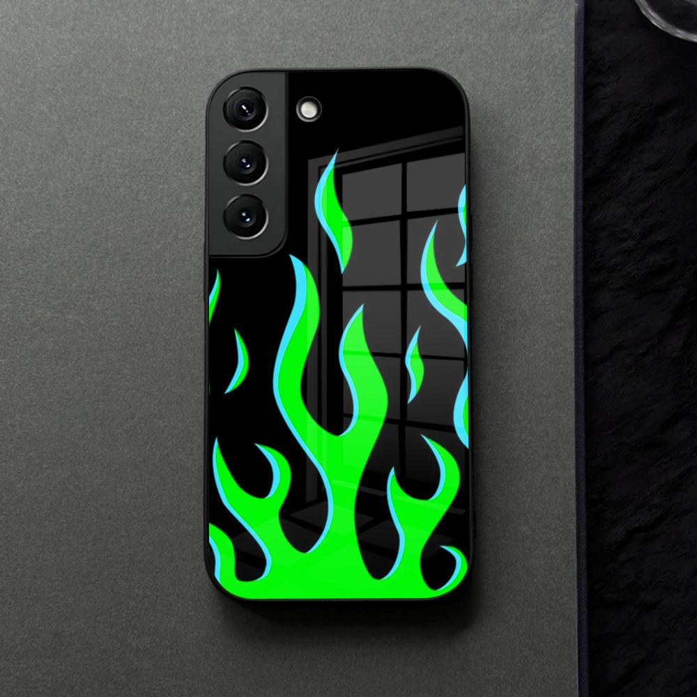 

Fashion Flame Pattern Phone Case Glass For Samsung Galaxy S21 S26 S25 S22 S20 S24 S23 Ultra Fe Plus A16 A34 A54 A24 Coque Galaxy S20