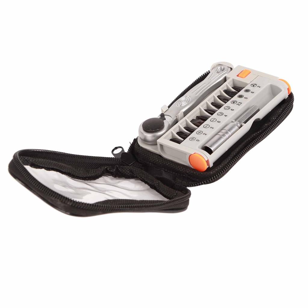 12 in 1 Portable Mini 14" Quick Ratchet Socket Wrench & Screwdriver Bits Set Hand Repair Tool