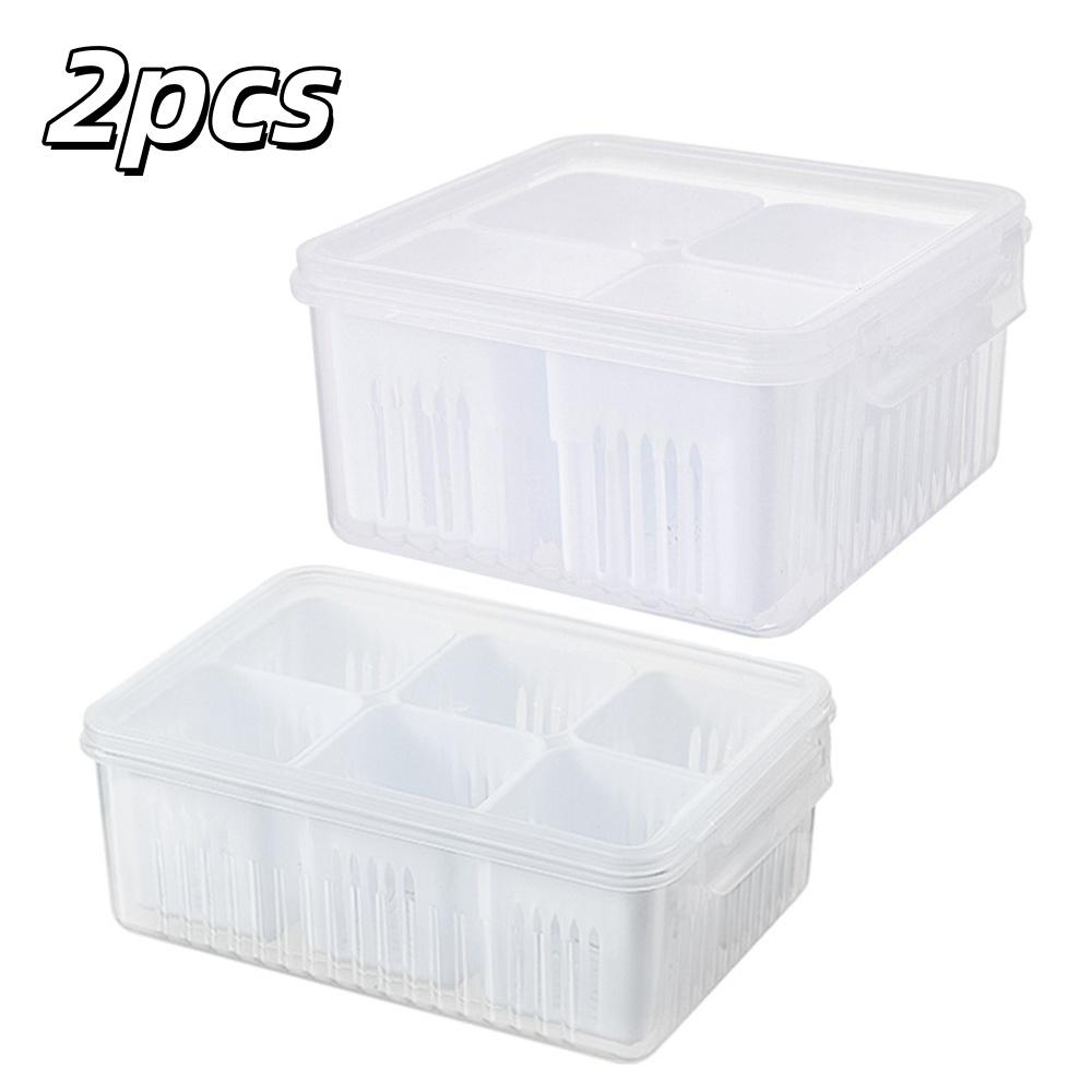 4/6 Grids Refrigerator Storage Box Onion Ginger Garlic Vegetable Drainage Basket Ingredients Storage Container Kitchen Organizer