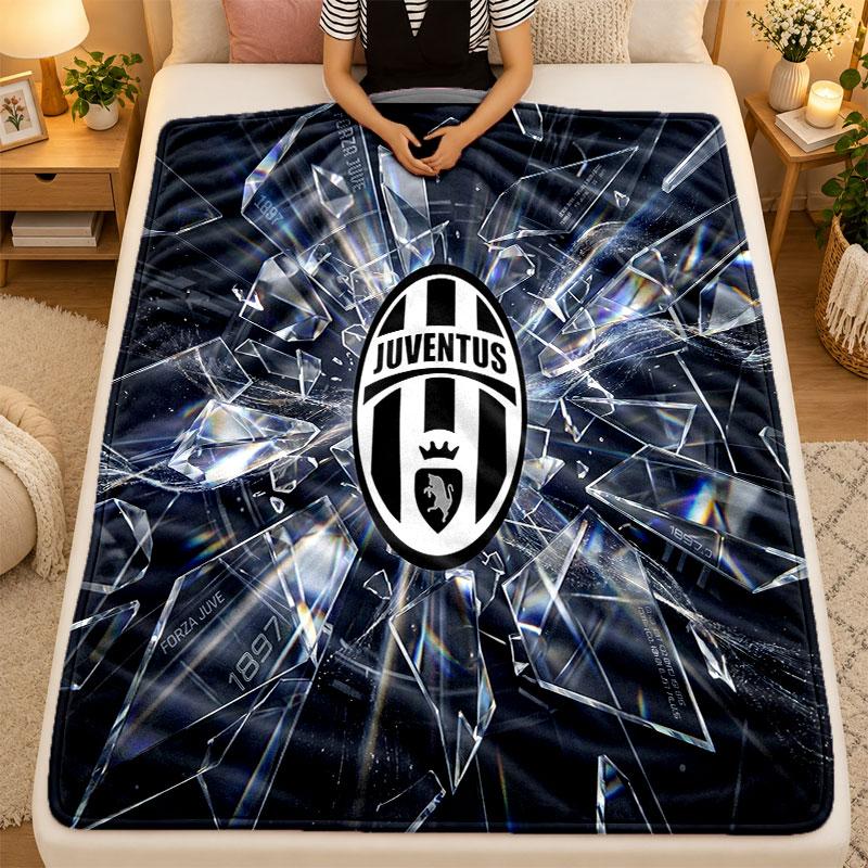 Flanelinis pledas Juventus FC Šiltas minkštas pledas naudojimui patalpoje ant sofos, lovos, svetainėje