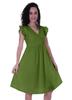 Moomaya Schiffli Dress Frill Sleeve W  V-neck Casual Relaxed Summer Garden