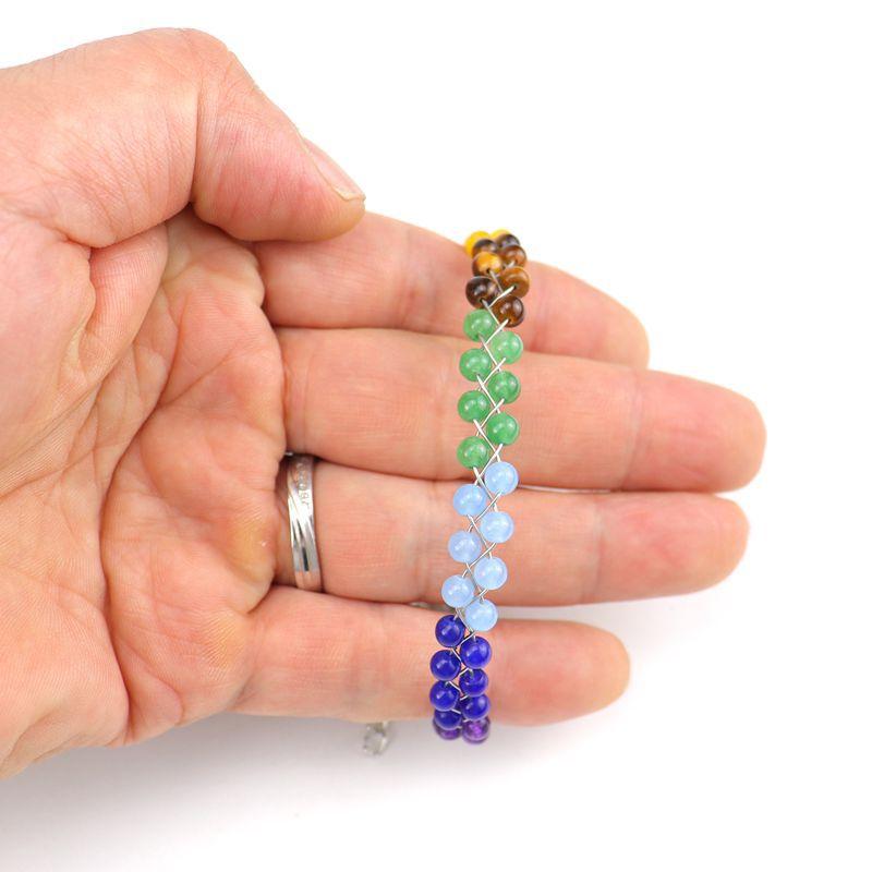 Hand-Woven Crystal Agate Bead Tiger Stone Amethyst Bracelet Bracelet, Adjustable B35