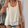 Women's Summer Tops Sleeveless Tank Tops Casual Flowy Loose Tunics Shirt Double Layers Ruffle Blouses Tunics gIFTS