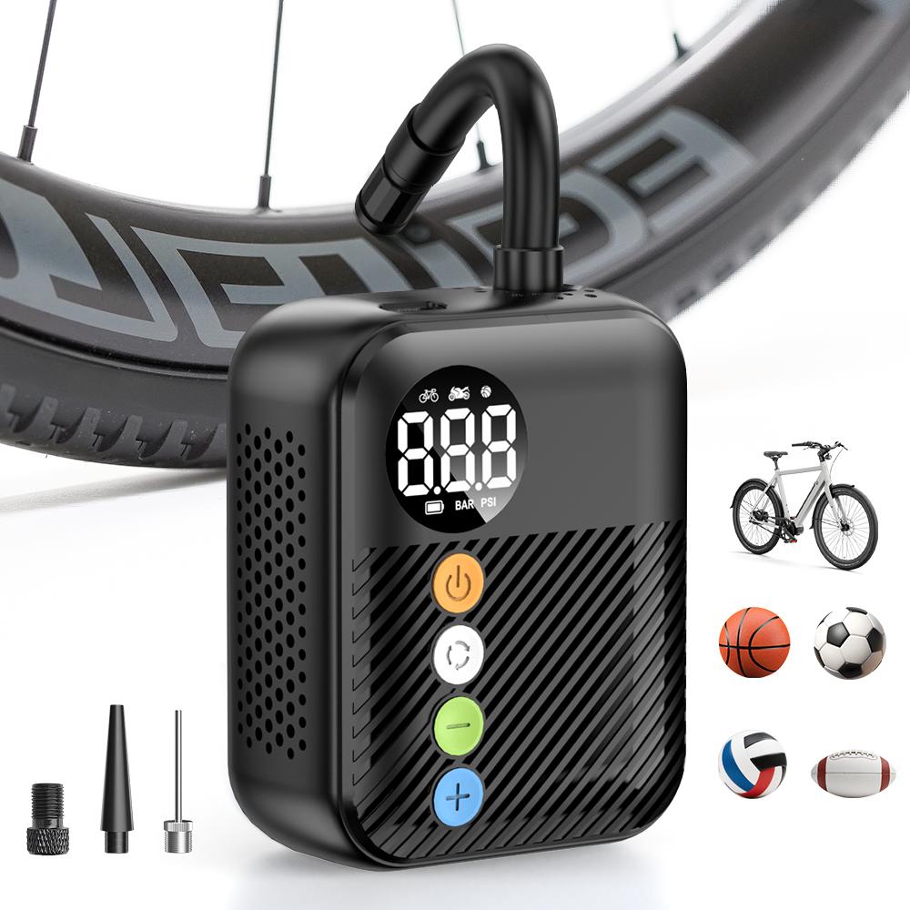 Carsun Portable Mini Electric Bike Pump, Wireless Tire Inflator with 150Psi Max Pressure, 480Mah Battery & Digital Display