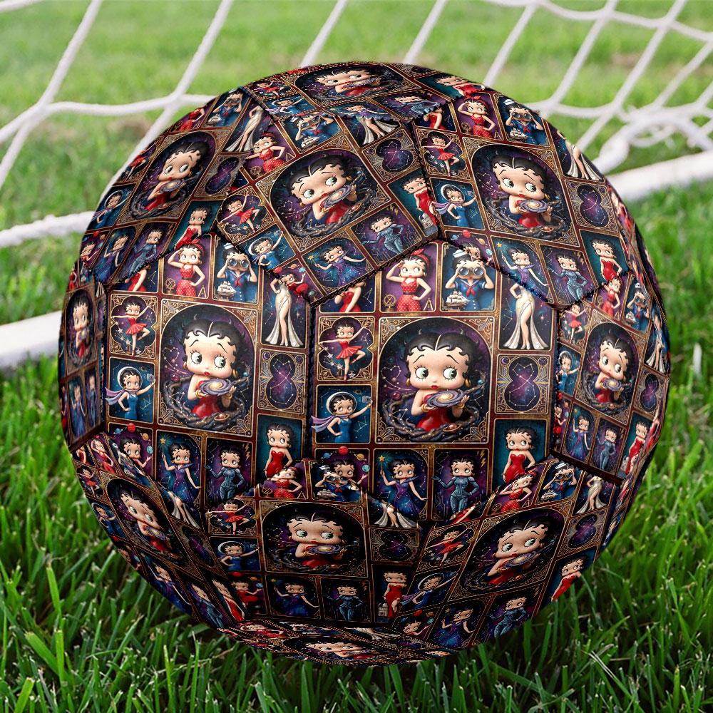 Betty Boop Print Size 5 Soccer Ball, Standard Match Football for Sports Game and Team Practice, Ideal Gift for Soccer Fans