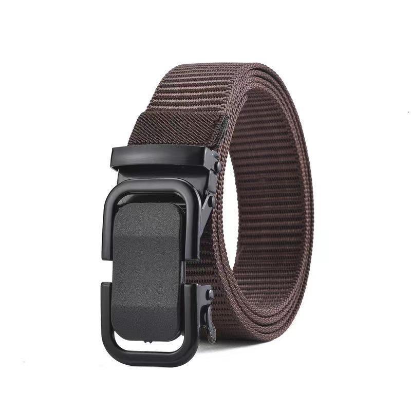 Fashionable and Minimalist Work Pants Automatic-Buckle Men’s Buckle Belt Nylon Canvas Woven Outdoor Durable Training Belt
