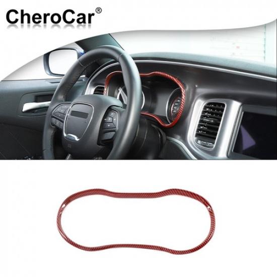 Center Console Dashboard Panel Frame Trim Cover For Dodge Charger 15+ Red Carbon