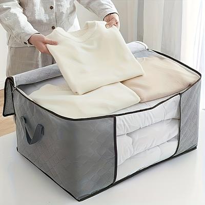 [Faltbare Aufbewahrungsbox] 1 Stück Faltbare Stoff-Aufbewahrungsbox mit großem Fassungsvermögen - Strapazierfähiges gestepptes Design in Schwarz & Grau, Ideal für die Organisation von Kleidung