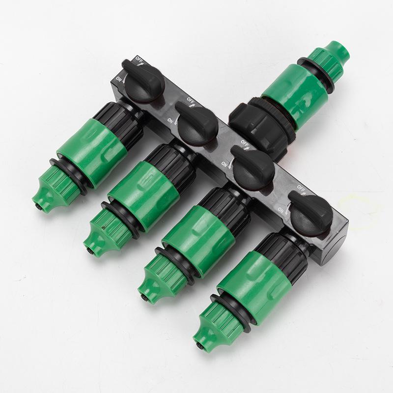 Garden Hose 4-Way Water Splitter with Switch Valve Connector
