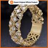 Huitan Elegant Women Hollow Design Ring Gold Color Wedding Engagement Fashion Inlaid Bright CZ Accessories Charming Jewelry Gift