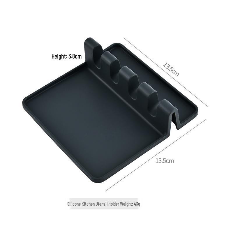 In Stock: Food-Grade Silicone 4-Grid Kitchen Storage Rack & High-Temp Resistant Spoon Rest Mat