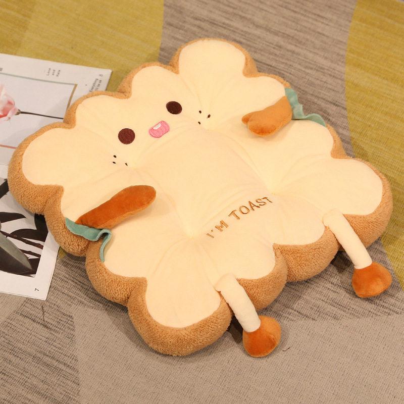 

Cute Toast Seat Cushion Soft Chair Pads Moisture-wicking Breathable Four Season Universal Seat Cushion Office School Dormitory Home Floor Sitting Mat Square 40x40cm 1pcs