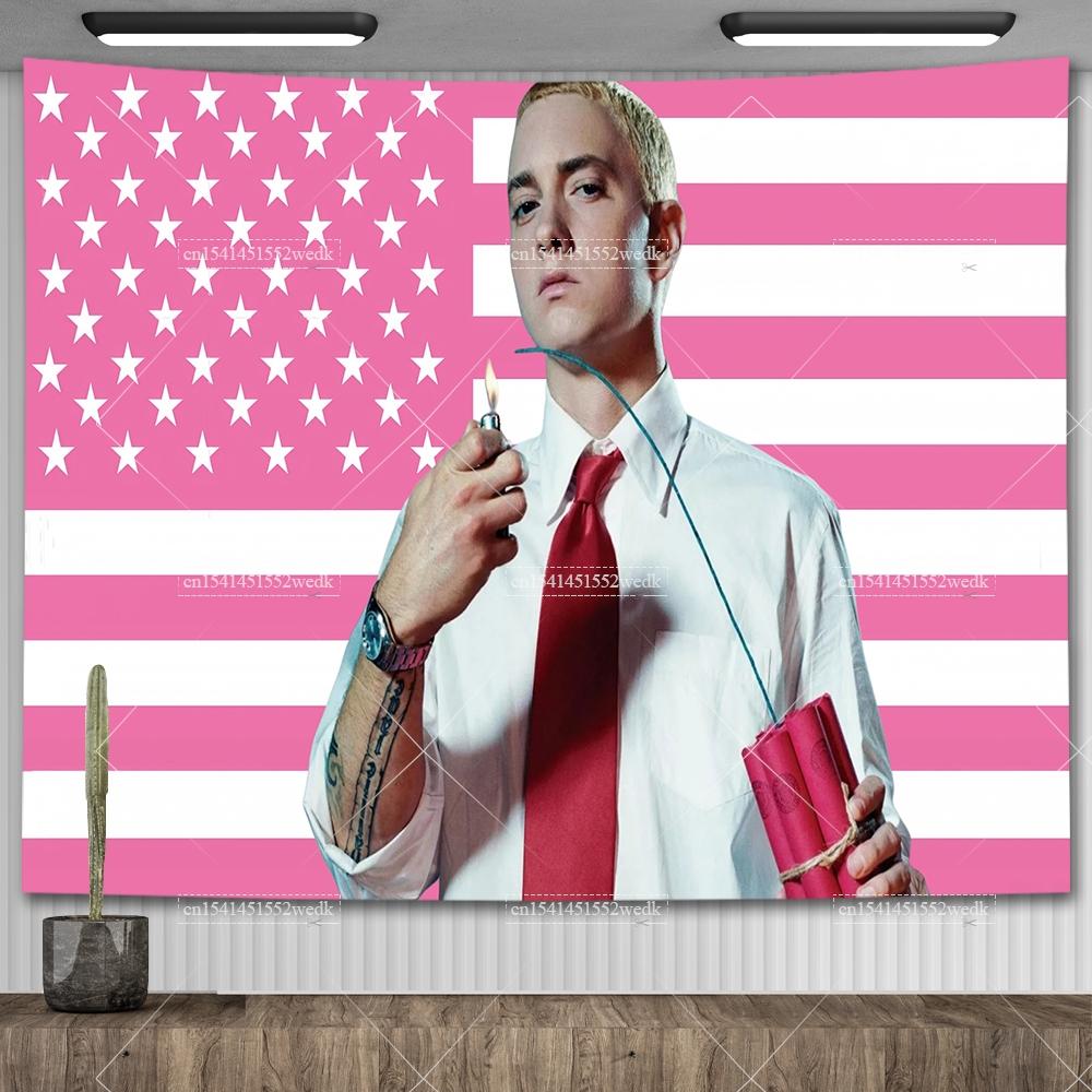 

American Rap God Hip Pop Music Flag Eminem Tapestries Wall Hanging Meme Tapestry Art Aesthetic Room Decor Bedroom Wallpapers 74x94cm(29x37in)