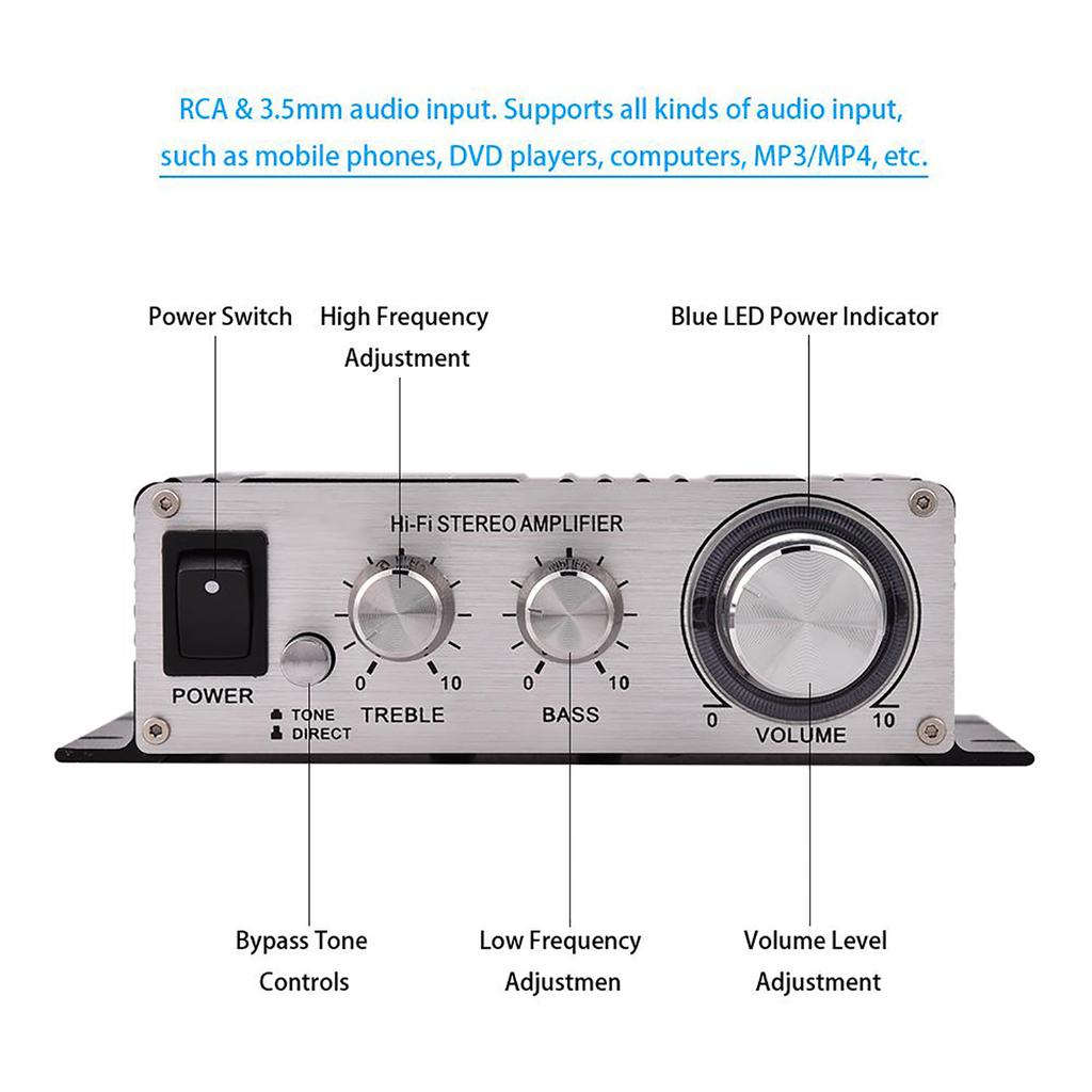 2 Channel HiFi Stereo Auto Car   Power Amplifier Digital Amp Silver