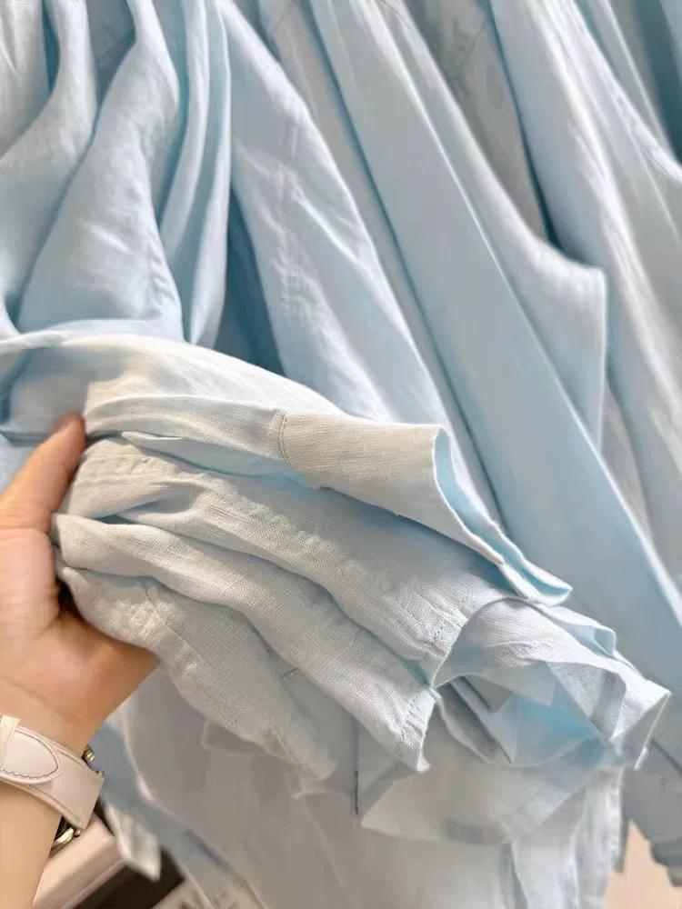 CHAO Beveelt aan: Lichtblauw Linnen Koel Shirt voor Dames – Zo Comfortabel, Perfect voor Zomer 2026, Zonwerend Topje.