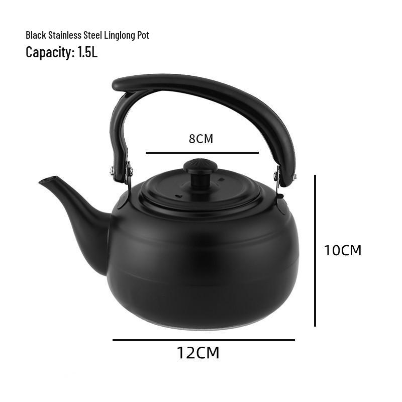 Large Exquisite Black Stainless Steel Teapot for Boiling Water and Tea, Suitable for Restaurants and Hotels