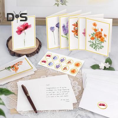 10 Stück Notizkarten mit Goldfolie und Blumenmuster, Grußkarten mit Umschlägen und Aufklebern für Geburtstage, Hochzeiten, Jubiläen, Geschäftstreffen