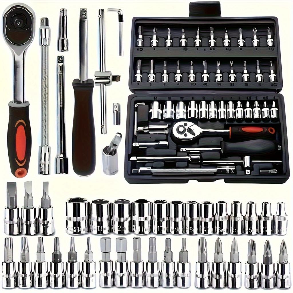 Professional Car & Motorcycle Repair Tool Kit-150-Piece Multi-Purpose Set with Ratchet Sockets, Allen Wrenches&Storage Box, Ideal for DIY Mechanics