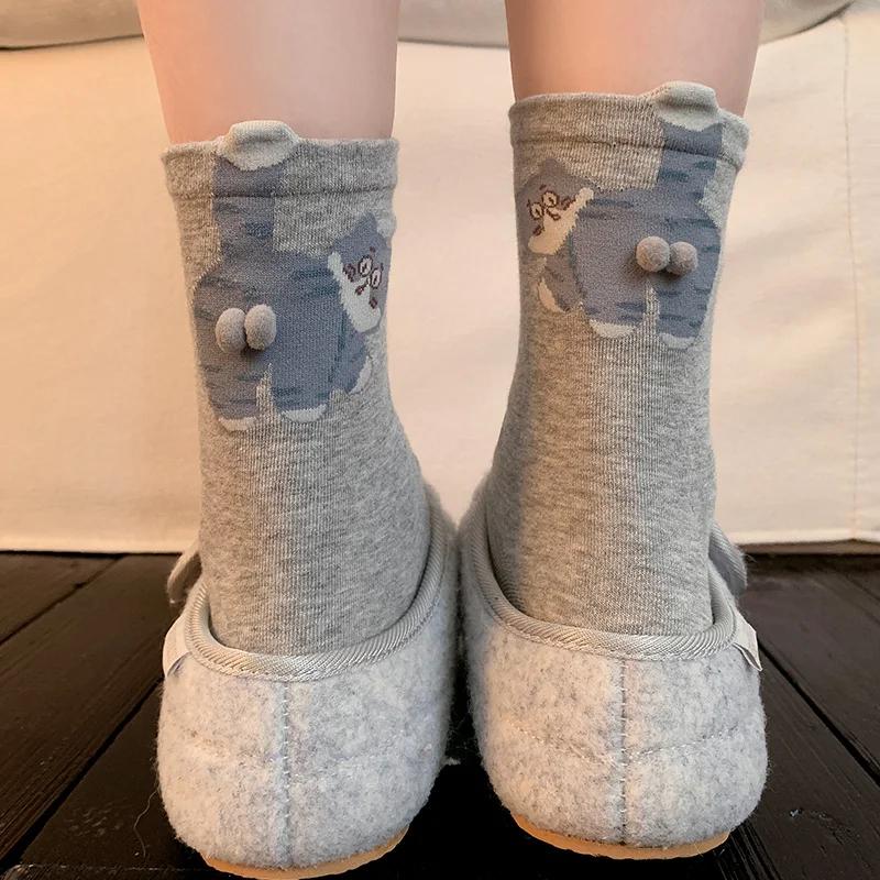

1/3 Pair Comfortable Cat Socks for Men & Women, Mid-Calf Breathable Cotton, Moisture Wicking for Casual, Sports, Home One Size